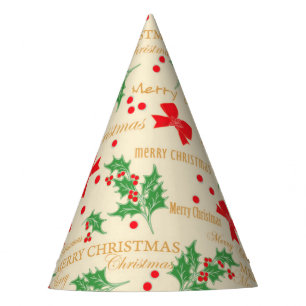 Christmas Holly and Ribbon Party Hat