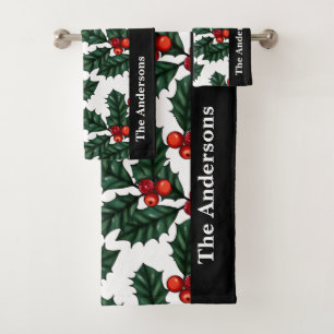 Christmas Holly Bath Towel Set