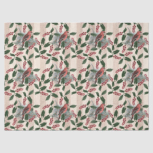 Christmas Holly Berries and Birds Decoupage Tissue Paper