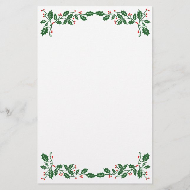 Christmas Holly Berries Custom Photo Stationery (Front)