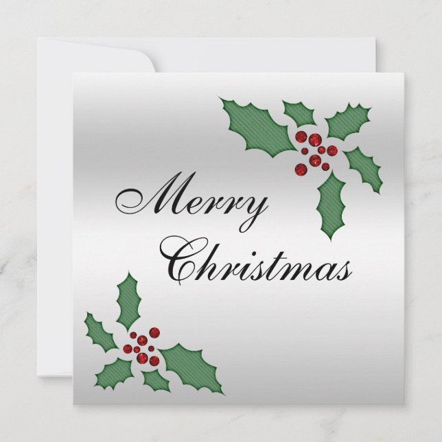 Christmas Holly & Berries Double Sided Invitation (Front)