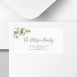 Christmas holly berries family name return address label<br><div class="desc">Modern minimalist handwritten typography script Christmas holiday return address label with holly berry greenery foliage.</div>