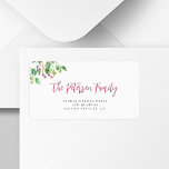 Christmas holly berries family name return address label<br><div class="desc">Modern minimalist handwritten typography script Christmas holiday return address label with holly berry greenery foliage.</div>