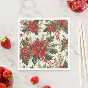 Christmas Holly & Berries Paper Napkin