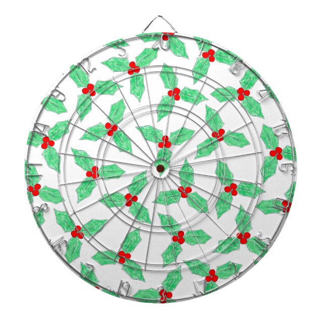 Christmas holly berries pattern dartboard (Front)