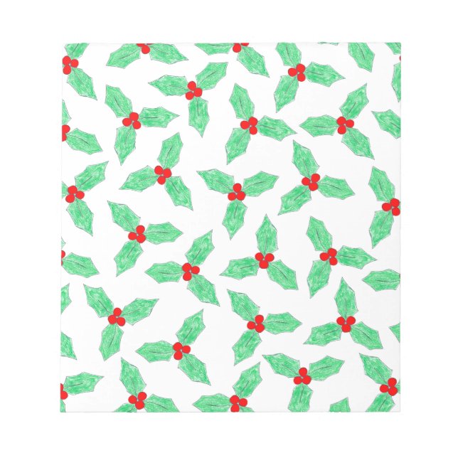 Christmas holly berries pattern notepad (Front)