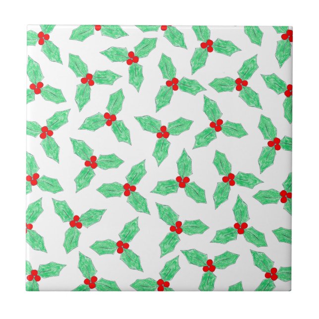 Christmas holly berries pattern tile (Front)