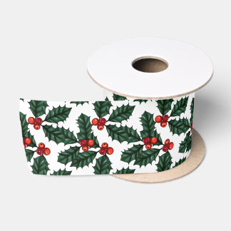 Christmas Holly Berries Satin Ribbon