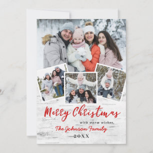Christmas Holly Berry Birch Bark 4 PHOTO Greeting Holiday Card