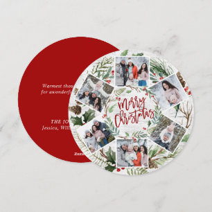 Christmas Holly Berry Birch Bark 6 PHOTO Greeting Holiday Card