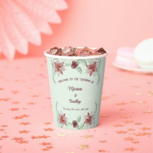 Christmas Holly Berry Botanical Greenery Evergreen Paper Cups