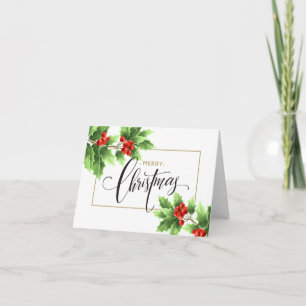 Christmas Holly Berry Branch Corporate Greeting Ho Holiday Card