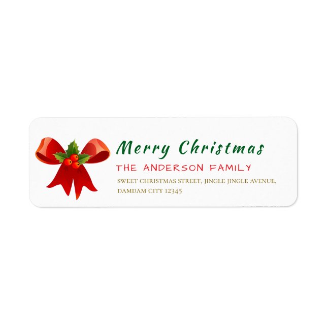 Christmas Holly Berry  Elegant Return Address (Front)
