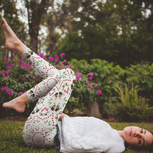 Christmas Holly Berry Greenery Leggings Festive Wi