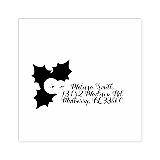 Christmas Holly Berry Holiday Return Address Rubber Stamp (Imprint)