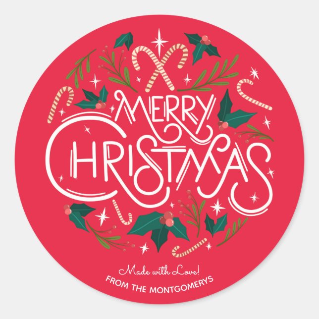 Christmas Holly Berry Homemade Food Holiday Baking Classic Round Sticker (Front)