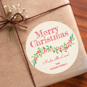 Christmas Holly Berry Homemade Food Holiday Baking Classic Round Sticker