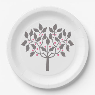 Christmas holly berry tree paper plate