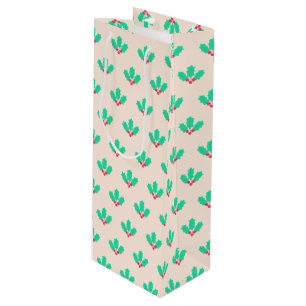 Christmas Holly Berry Wine Gift Bag