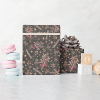 Christmas holly bouquet - Black Wrapping Paper