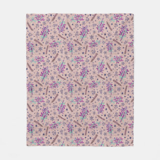 Christmas holly bouquet - Dusty Rose - Pink Fleece Blanket