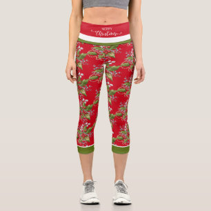 Christmas Holly Branch Leggings