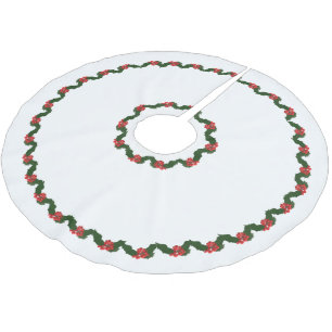 Christmas Holly Brushed Polyester Tree Skirt