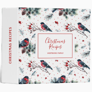 Christmas holly & bullfinch pattern binder