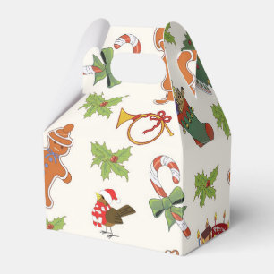 Christmas Holly,cake and Gingerbread Man Favor Box