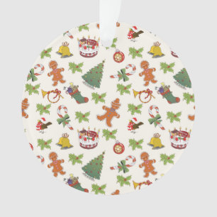 Christmas Holly,cake and Gingerbread Man Ornament