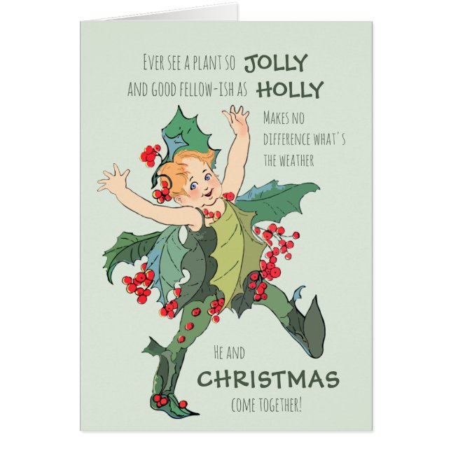 Christmas Holly child Elizabeth Gordon CC0529 Card (Front)