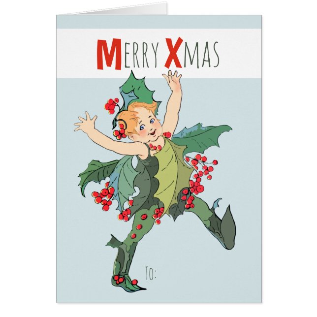 Christmas Holly child Elizabeth Gordon CC0581 Card (Front)