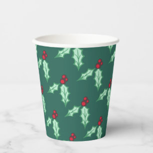 Christmas Holly Coffee Party Drink Paper Cups