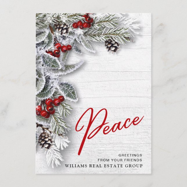 Christmas Holly Corporate Holiday Greeting Card (Front)