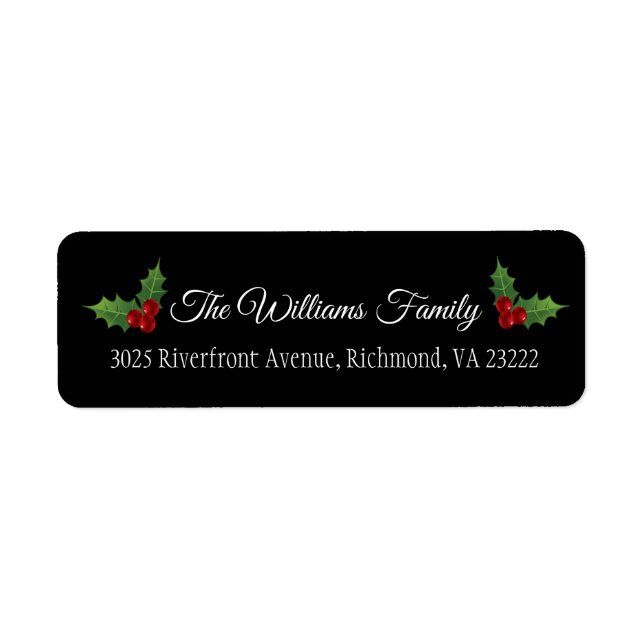 Christmas Holly - COULEURS ÉDITABLES - Adresse de  (Devant)