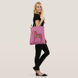 Christmas Holly Dala Horse Tote Bag