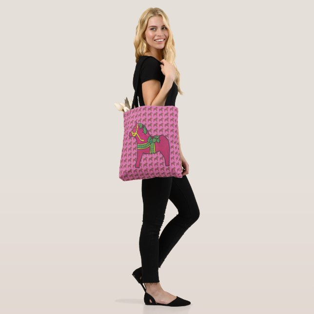 Christmas Holly Dala Horse Tote Bag (On Model)
