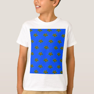 Christmas Holly decorative pattern on blue T-Shirt