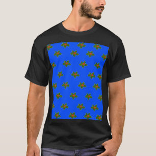 Christmas Holly decorative pattern on blue  T-Shirt