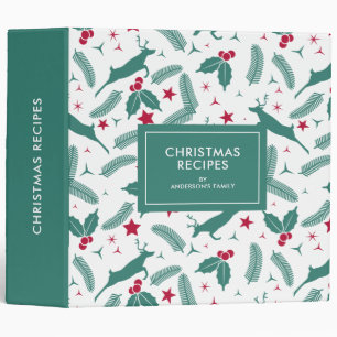 Christmas holly & deer pattern binder