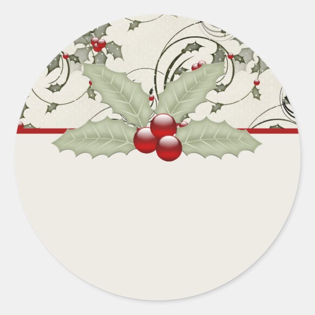 Christmas Holly Design 1 - Christmas Stickers (Front)
