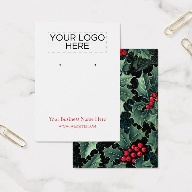Christmas Holly Earring Display Card (Office)