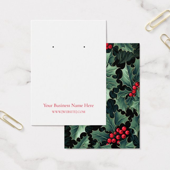 Christmas Holly Earring Display Card (Office)