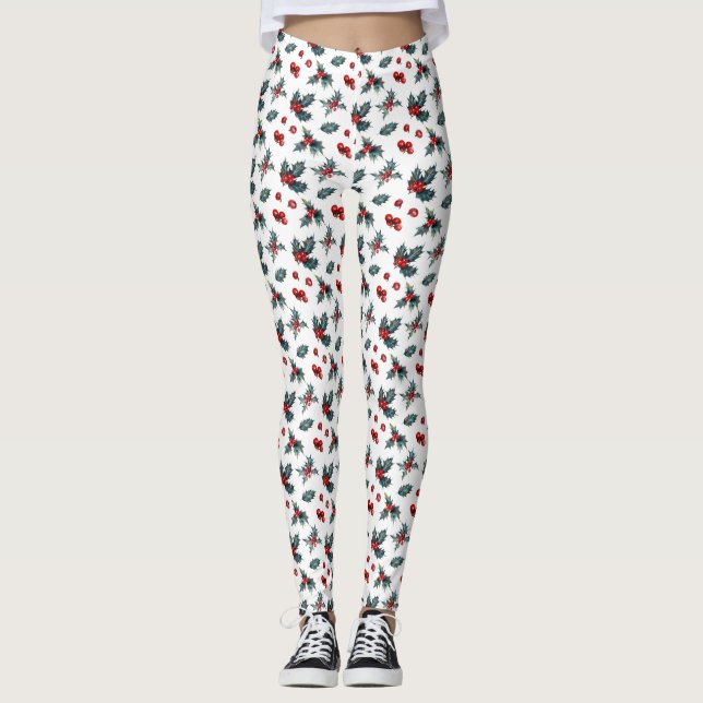Christmas Holly et Berries Leggings (Devant)