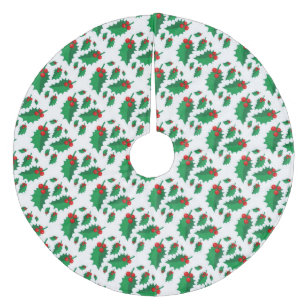 Christmas Holly Fleece Tree Skirt