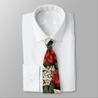 Christmas Holly Flowers Tie