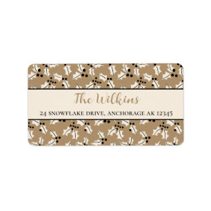 Christmas Holly Gold and Black Return Address Label