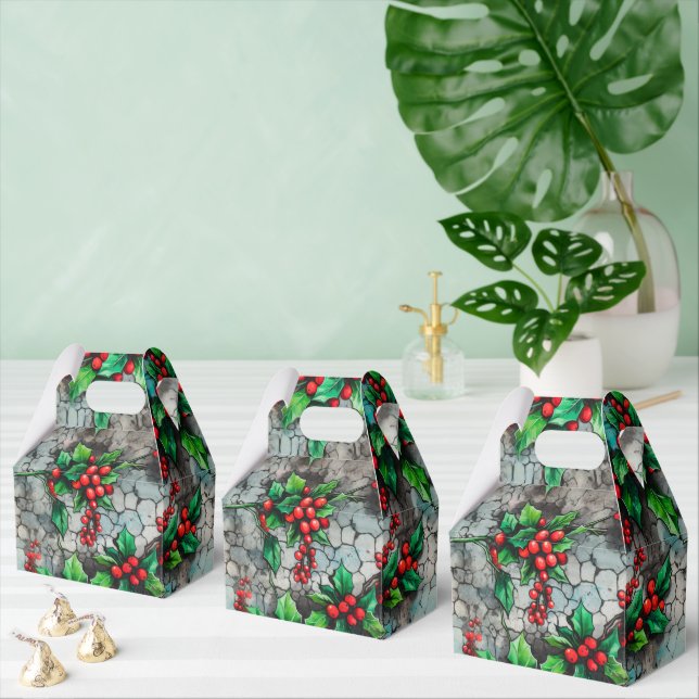 Christmas Holly Graffiti Favor Box (Multiple)