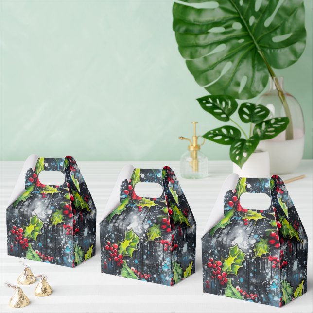 Christmas Holly Graffiti Favor Box (Multiple)