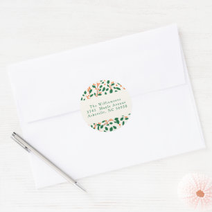 Christmas Holly Greenery Custom Return Address Classic Round Sticker